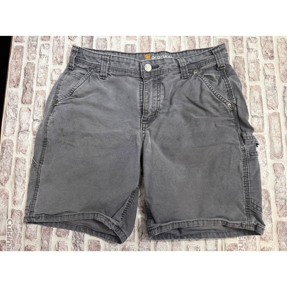 Carhartt Womens Original Fit Canvas Carpenter Work Shorts Gray Thrashed 4 102094
